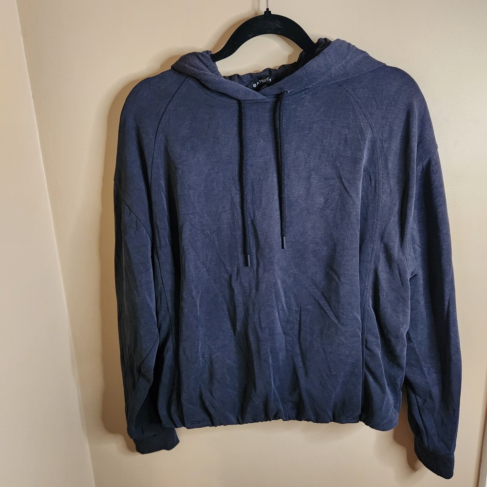 Athleta Seasoft Bubble Hem Hoodie Black Heather 842682 Medium